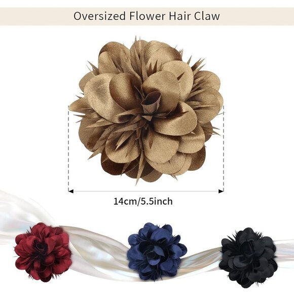 4 Pack Hair Claws Satin Flower Clips Large Elegant Hair Accessories Women Girls main image 6